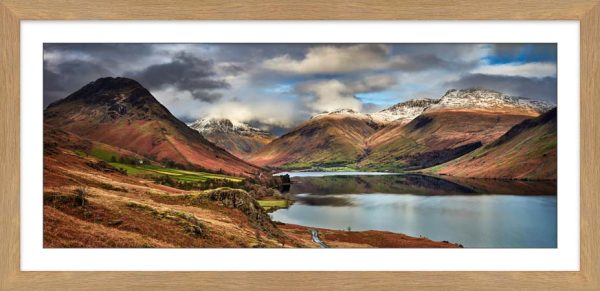 Snow on Mountains at Wast Water framed print with Mount