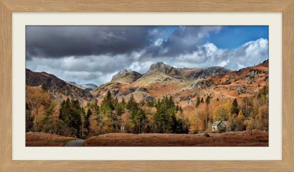 The Langdale Pikes in Early Spring framed print with Mount