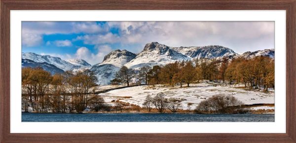 Loughrigg Tarn Winter View framed print with Mount