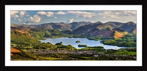 Spring Sunshine on Keswick and Derwent Water framed print with Mount