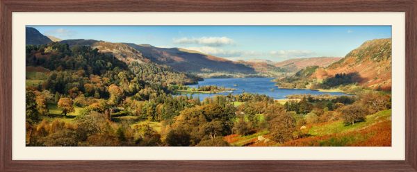 Golden Sunlight Ullswater Fells - Framed print with Mount