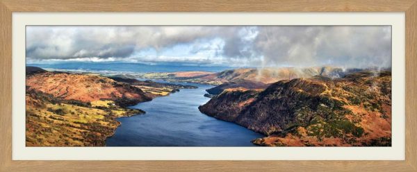 Golden Sunlight Ullswater Fells - Framed print with Mount