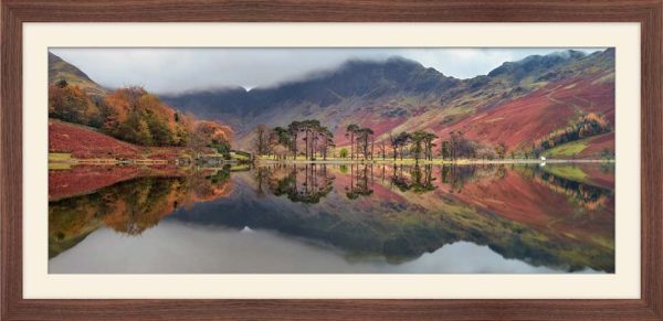 Buttermere Autumn Reflections framed print with Mount